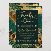 Grüne Jungle Tierdruckerei ab 21. Geburtstag Einladung (Vorne/Hinten)