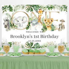 Grüne Jungle Tiere 1. Geburtstag 1 Begrüßung Banner