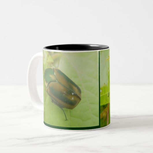 Grüne Juni-Käfer-Tasse Zweifarbige Tasse (Vorderseite Links)
