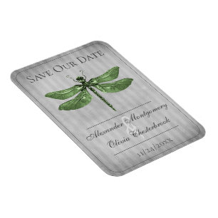 Grüne Juwelen Libelle Save the Date Magnet