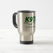Grüne K9TB Logo-Reise-Tasse Reisebecher (Vorderseite Links)