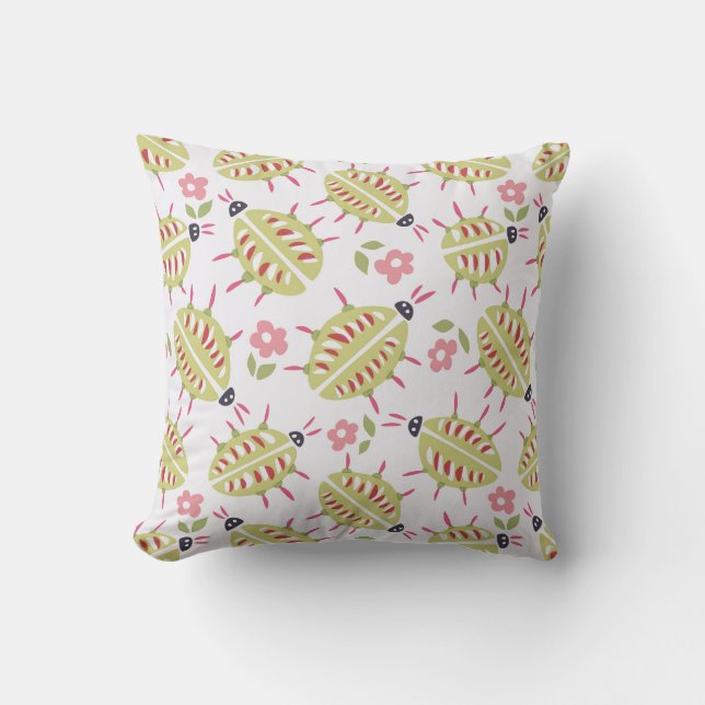 Grüne Käfer Muster Insekt Lover Goblincore Kissen (Vorderseite)