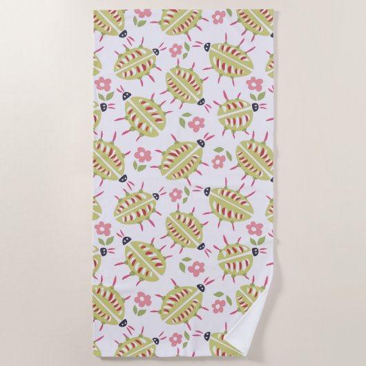 Grüne Käfer Muster Insekt Lover Goblincore Strandtuch (Vorderseite)