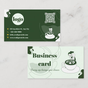 Grüne Kaffee Shop Treuekarte Design Visitenkarte