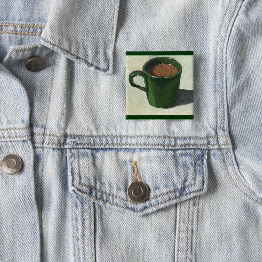 GRÜNE KAFFEE-TASSE: IMPRESSIONIST-MALEREI BUTTON (Beispiel)