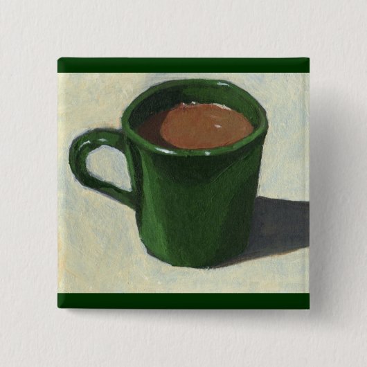 GRÜNE KAFFEE-TASSE: IMPRESSIONIST-MALEREI BUTTON (Vorderseite)