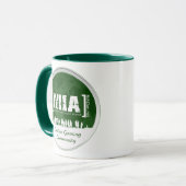 grüne Kaffee-Tasse MIAClan.net Tasse (Vorderseite Links)