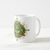 Grüne Kaffeetasse mit Messing-Auge (VorderseiteRechts)