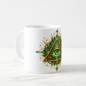 Grüne Kaffeetasse mit Messing-Auge (Vorderseite Links)