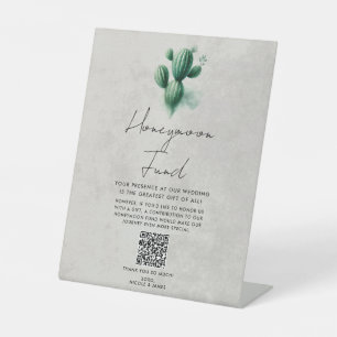 Grüne Kakteen Hochzeitsfonds Sockelschild