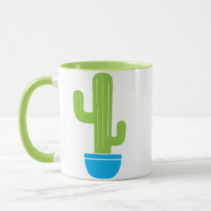Grüne Kakteen in Blue Pot Illustration Tasse