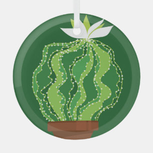 Grüne Kakteen: natürliches abstraktes Motiv. Ornament Aus Glas