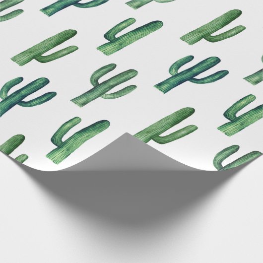 Grüne Kakteen Wasserfarbe Botanisches Muster Moder Geschenkpapier (Ecke)