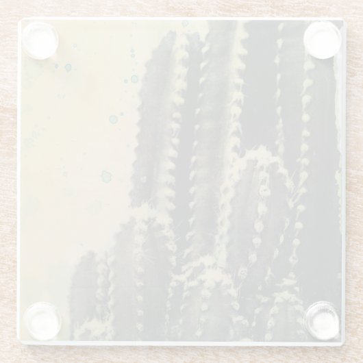 Grüne Kaktus auf gelbem Hintergrund Glasuntersetzer (Rückseite)