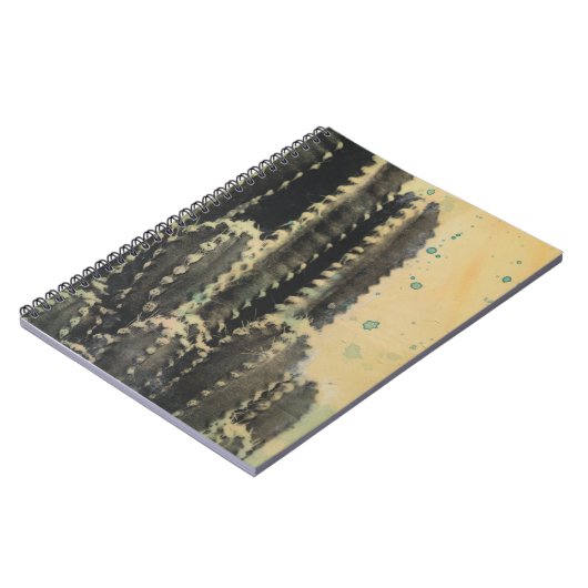 Grüne Kaktus auf gelbem Hintergrund Notizblock (Linke Seite)