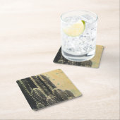 Grüne Kaktus auf gelbem Hintergrund Rechteckiger Pappuntersetzer (Vor Ort)