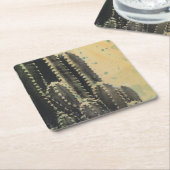 Grüne Kaktus auf gelbem Hintergrund Rechteckiger Pappuntersetzer (angewinkelt)