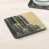 Grüne Kaktus auf gelbem Hintergrund Untersetzer (Linke Seite)