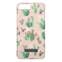Grüne Kaktus Muster Pink iPhone Case