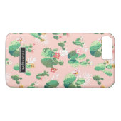 Grüne Kaktus Muster Pink iPhone Case (Rückseite (Horizontal))