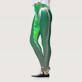 Grüne Kaktus Pflanze Blätter Pastellfarben Leggings (Links)