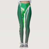 Grüne Kaktus Pflanze Blätter Pastellfarben Leggings (Vorderseite)