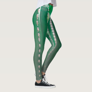 Grüne Kaktus Pflanze Blätter Pastellfarben Leggings