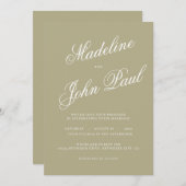 Grüne Kalligrafie der Gegenwart 2 Hochzeit Einladung (Vorne/Hinten)