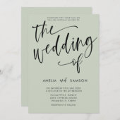 Grüne Kalligrafie der Moderne Einladung (Vorne/Hinten)