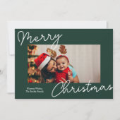 Grüne Kalligrafie Frohe Weihnachten Modernes Foto (Vorderseite)
