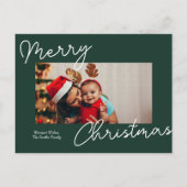 Grüne Kalligrafie Frohe Weihnachten Modernes Foto (Vorderseite)