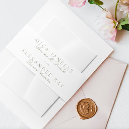 Grüne Kalligrafie-Hochzeit Einladungsbanderole