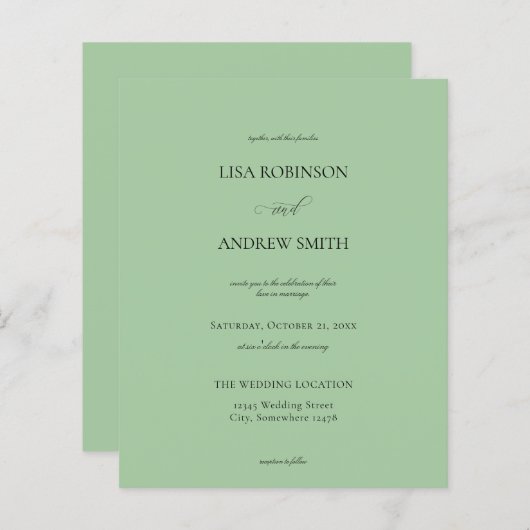 Grüne Kalligrafie-Hochzeit im Haushalt (Vorne/Hinten)