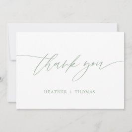 Grüne Kalligrafie-Hochzeit in Rustikal Dankeskarte