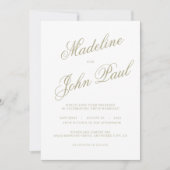 Grüne Kalligrafie-Hochzeit zeitgenössischer Zeitun Einladung (Vorderseite)