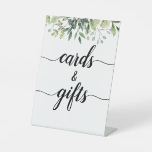 Grüne Kalligrafie-Hochzeitskarten und -Geschenke Sockelschild