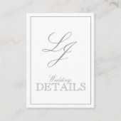 Grüne Kalligrafie-Monographie-Hochzeit Begleitkarte (Vorderseite)