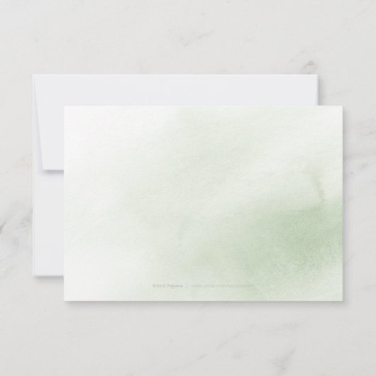 Grüne Kalligrafie rustikale Blumenhochzeit RSVP (Rückseite)