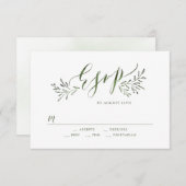 Grüne Kalligrafie rustikale Blumenhochzeit RSVP (Vorne/Hinten)
