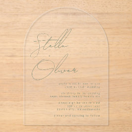 Grüne Kalligraphie-Namen der Moderne Hochzeit Acryleinladungen