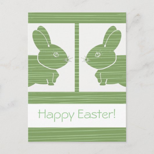 Grüne Kaninchen Ostern Postkarte (Vorderseite)