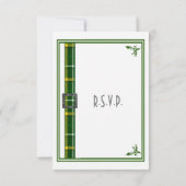 Grüne karierte Band Hochzeit R.S.V.P RSVP Karte (Rückseite)