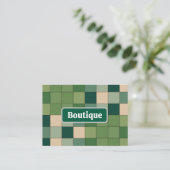 Grüne Karierte Boutique Visitenkarte (Stehend Vorderseite)