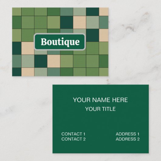 Grüne Karierte Boutique Visitenkarte (Vorne/Hinten)