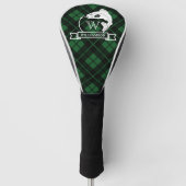 Grüne Karierte Fische und Haken Monogramm Golf Headcover (Vorderseite)