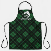 Grüne Karierte Fische und Haken Monogramm Schürze (Vorderseite)