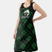 Grüne Karierte Fische und Haken Monogramm Schürze (InSitu)