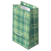Grüne Karierte Geschenktasche Kleine Geschenktüte (Vorderseite Schrägansicht)
