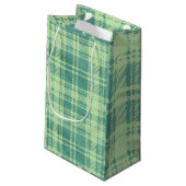 Grüne Karierte Geschenktasche Kleine Geschenktüte (Rückseite Schrägansicht)