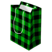 Grüne Karierte Geschenktasche Mittlere Geschenktüte (Rückseite Schrägansicht)